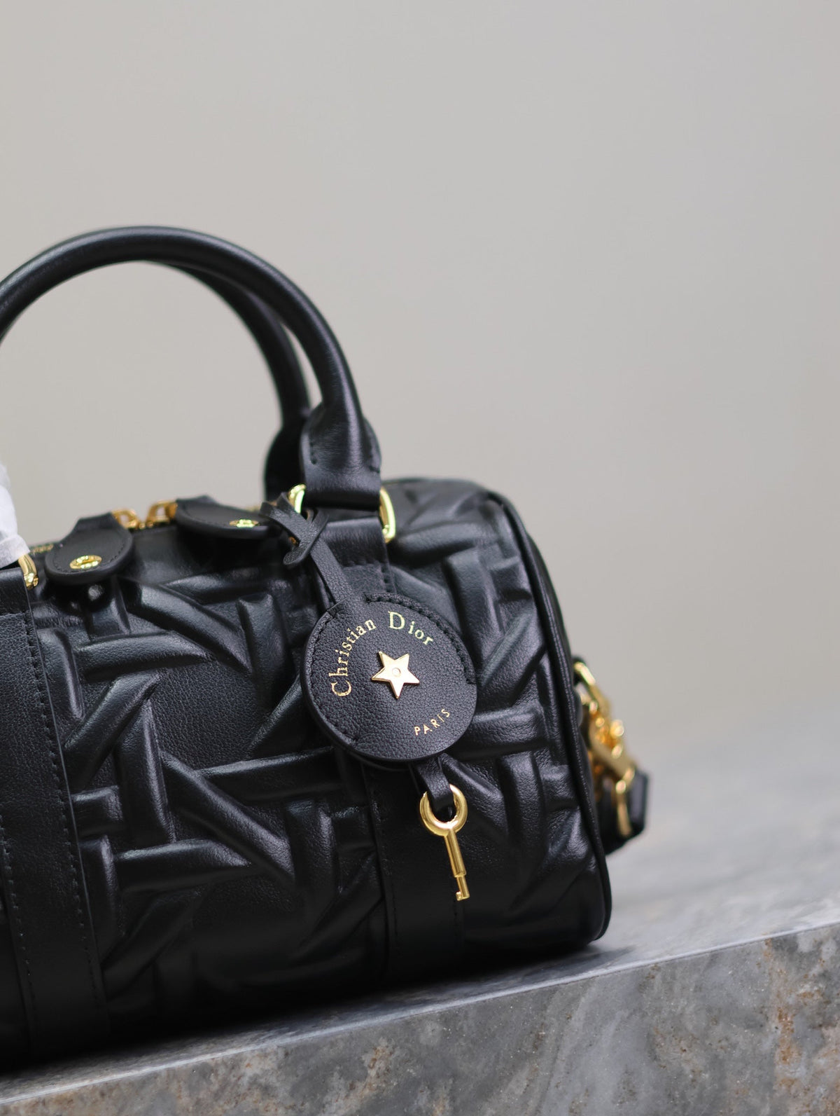 Dior Medium Groove Bag 20 in Black Macrocannage Calfskin with Gold Hardware