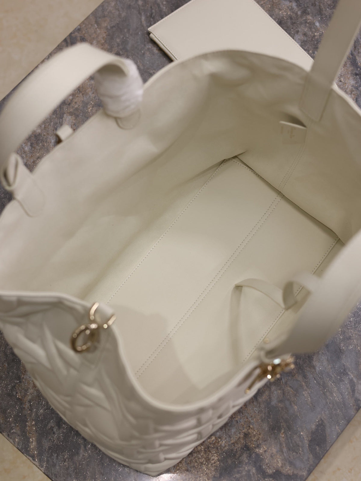 Dior Medium 37 Toujours Bag in White Cannage Graphic Lambskin
