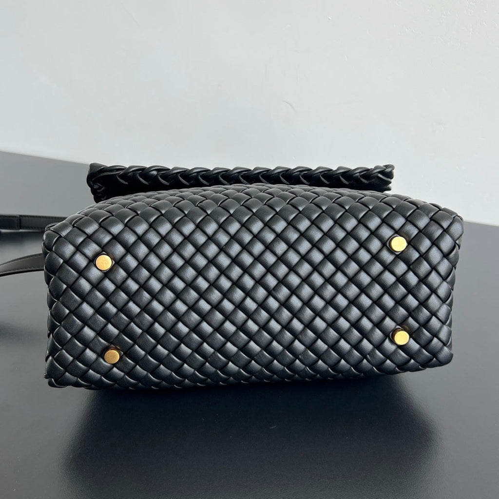 Bottega Veneta Patti Shoulder Bag 26 in Black Lambskin