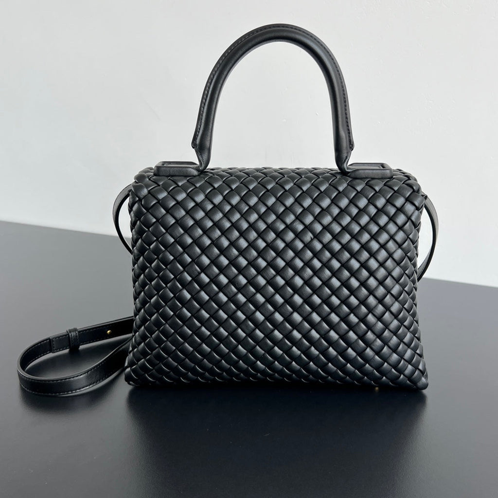 Bottega Veneta Patti Shoulder Bag 26 in Black Lambskin