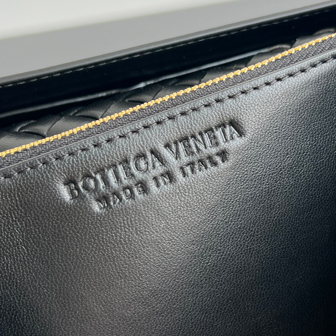 Bottega Veneta Patti Shoulder Bag 26 in Black Lambskin