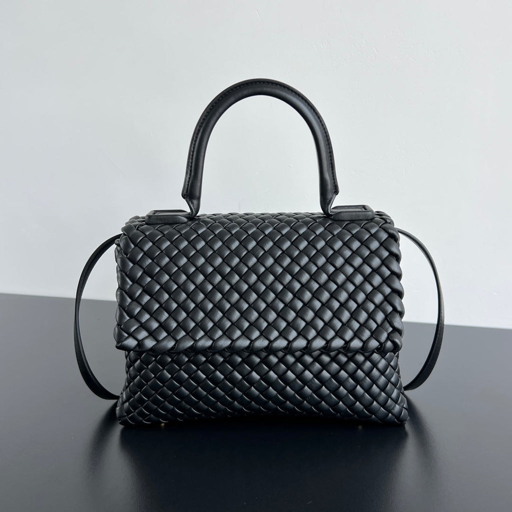 Bottega Veneta Patti Shoulder Bag 26 in Black Lambskin