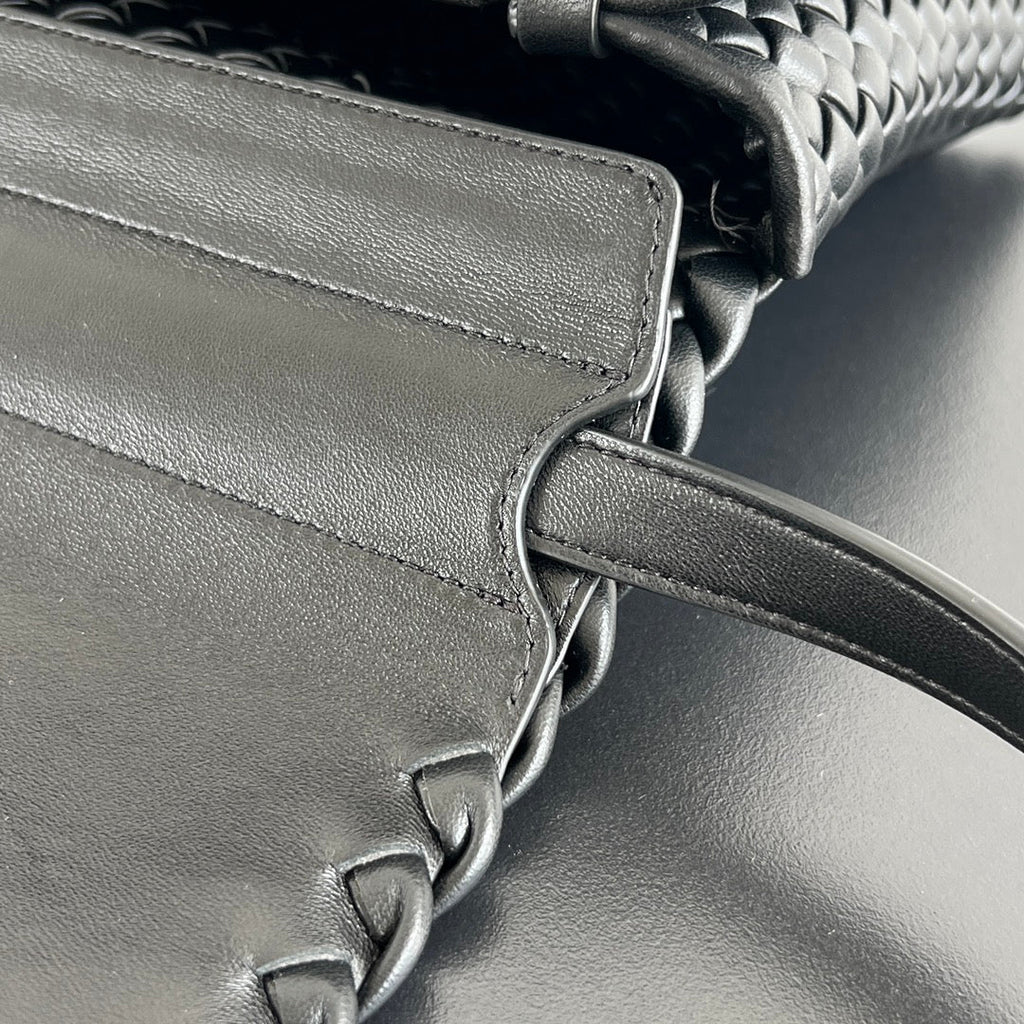 Bottega Veneta Patti Shoulder Bag 26 in Black Lambskin