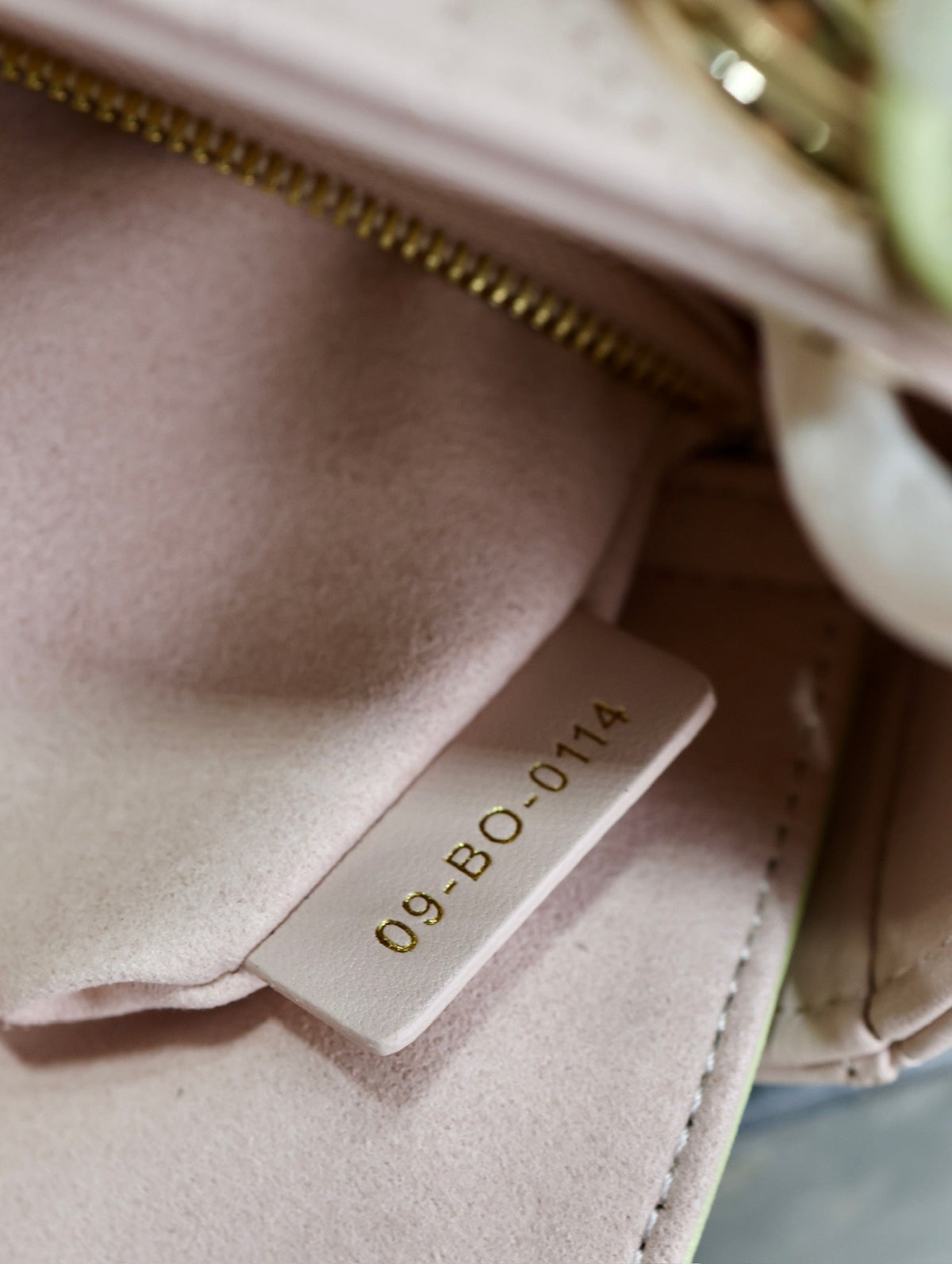 Dior Mini Lady Bag 17 in Baby Pink Quilted Macrocannage Calfskin Swamp Yellow Strap