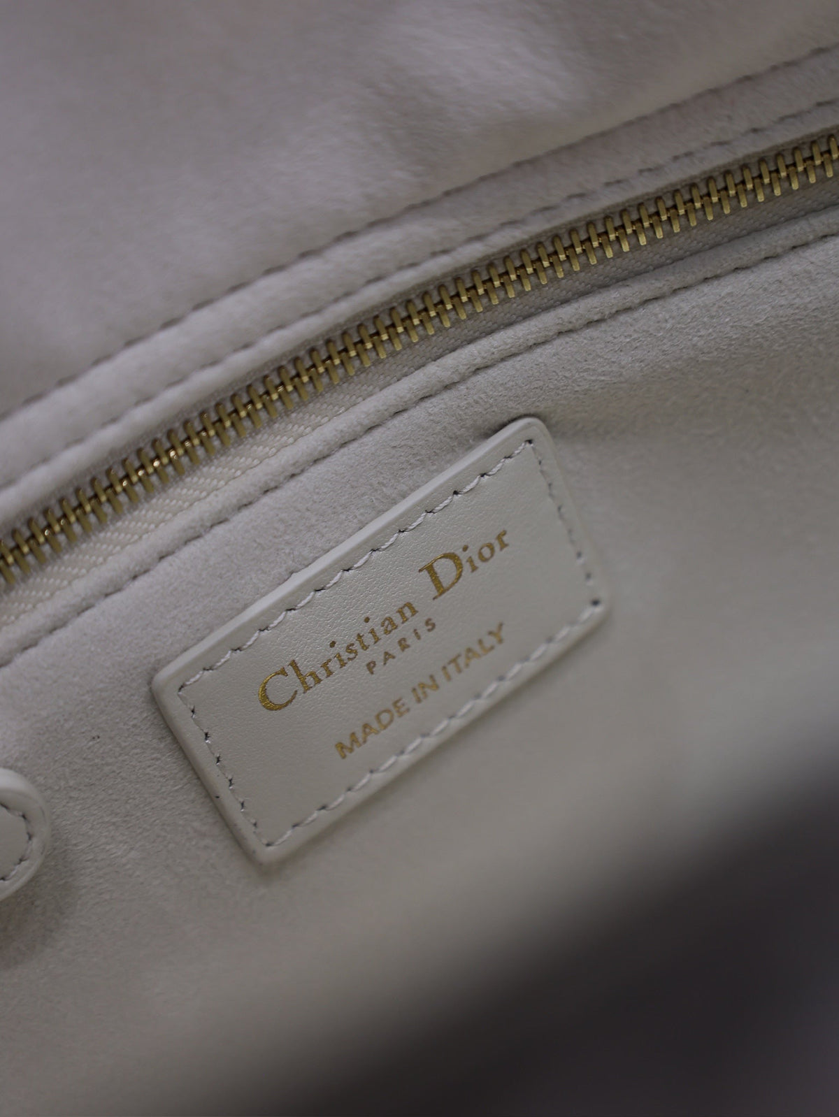 Dior Medium Lady Bag 24 in White Quilted Macrocannage Calfskin Black Strap