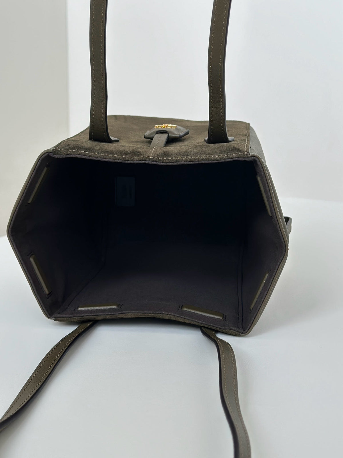 Fendi Origami Mini 19 in Army Green Lambskin and Suede Bag