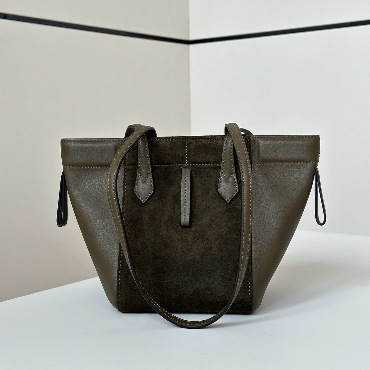 Fendi Origami Mini 19 in Army Green Lambskin and Suede Bag