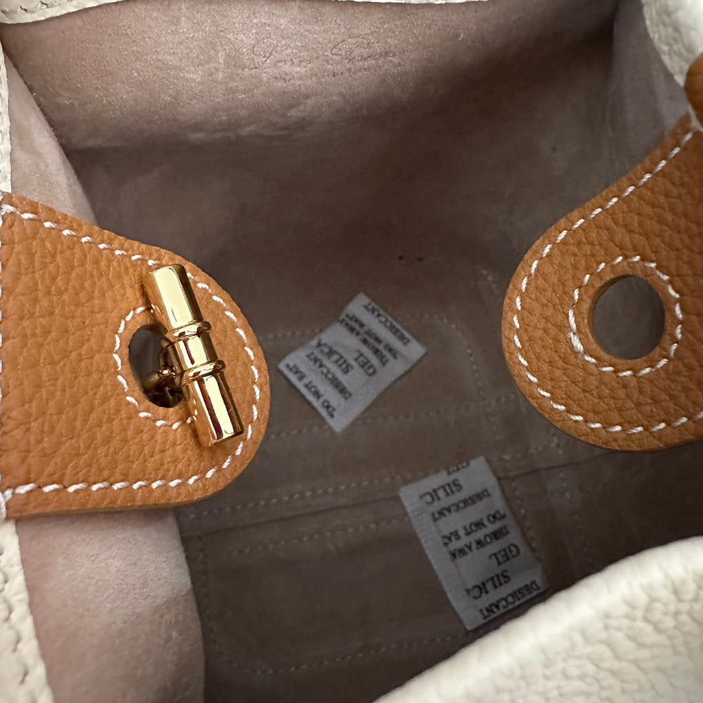 Loro Piana Micro Bale Bag in White Mix Bronze Brown Calfskin