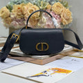 Dior Small 19 Montaigne Avenue Top Handle Bag Blue Oblique Jacquard and Black Smooth Calfskin 221158