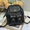 Dior Medium Caro Backpack 27 in Black Macrocannage Lambskin