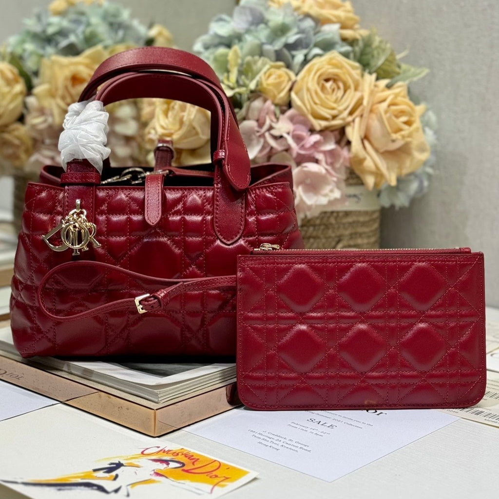 Dior Mini 23 Toujours Bag in Ruby Red Macrocannage Lambskin