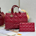 Dior Medium 37 Toujours Bag in Ruby Red Macrocannage Lambskin