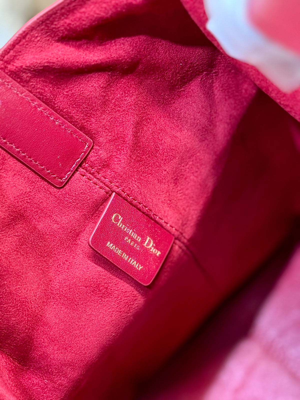Dior Medium 37 Toujours Bag in Ruby Red Macrocannage Lambskin