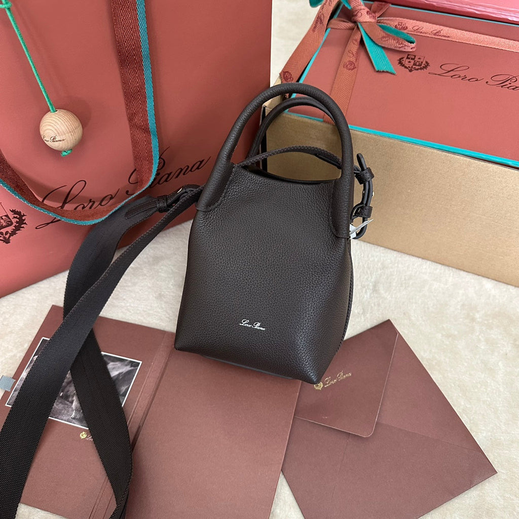 Loro Piana Micro Bale Bag in Chocolate Brown Calfskin