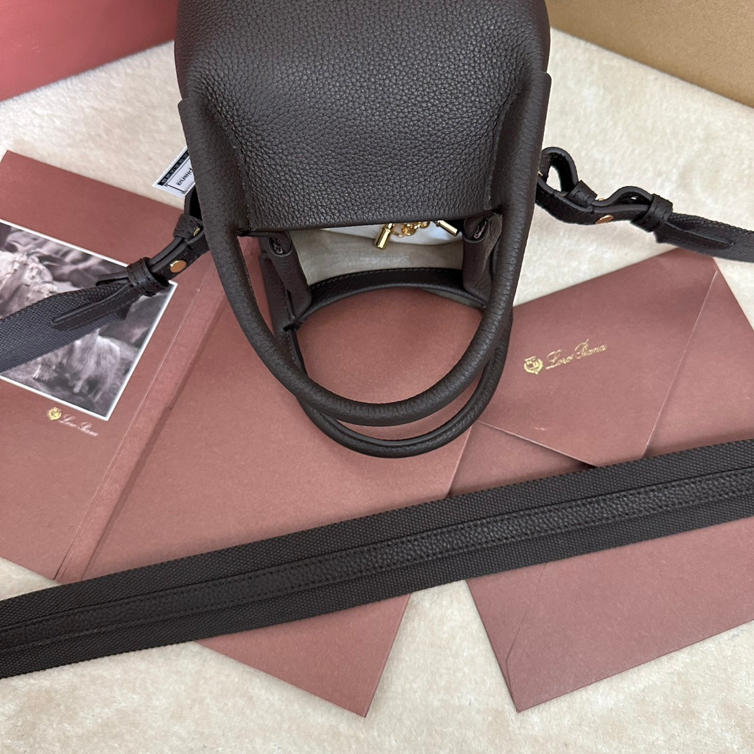 Loro Piana Micro Bale Bag in Chocolate Brown Calfskin