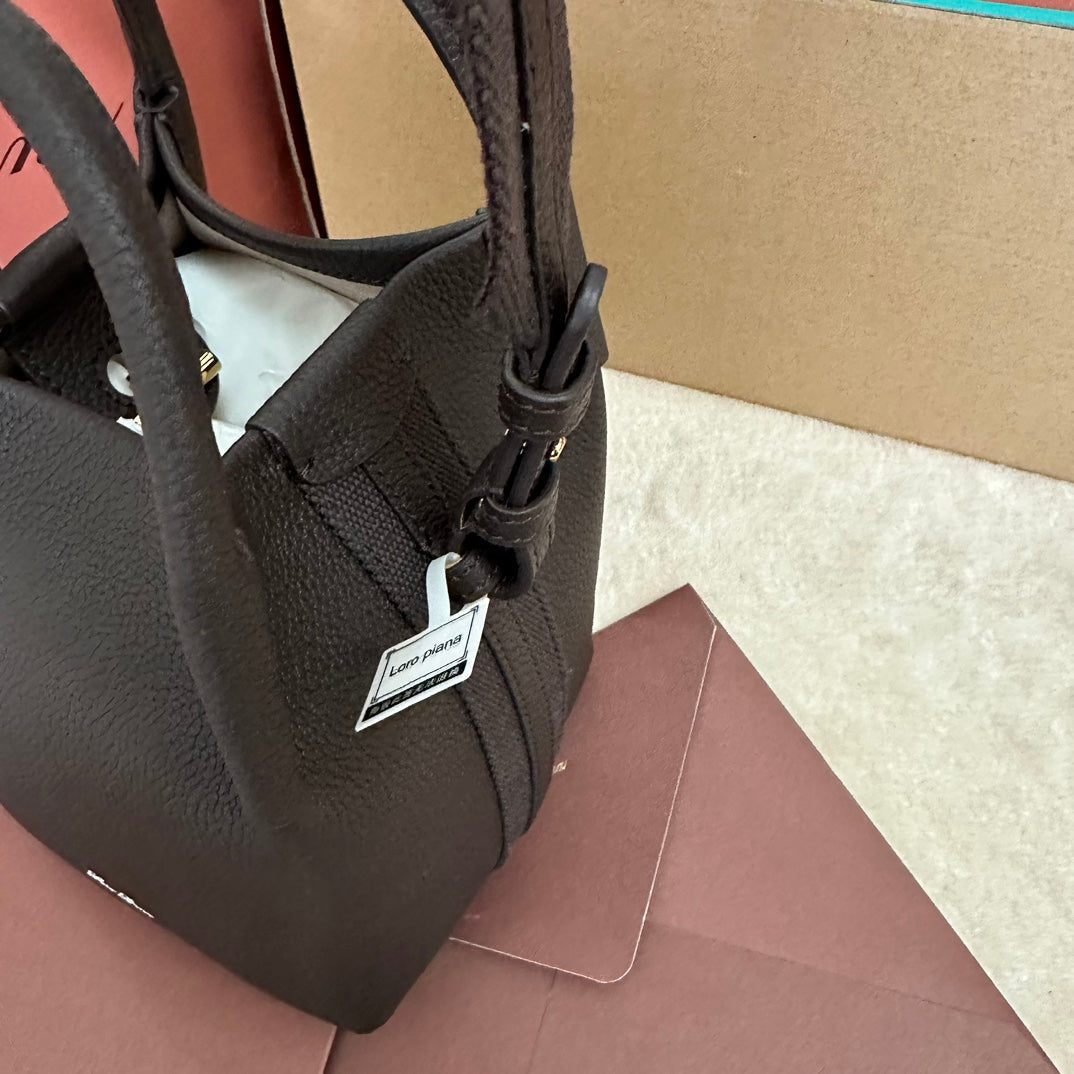 Loro Piana Micro Bale Bag in Chocolate Brown Calfskin