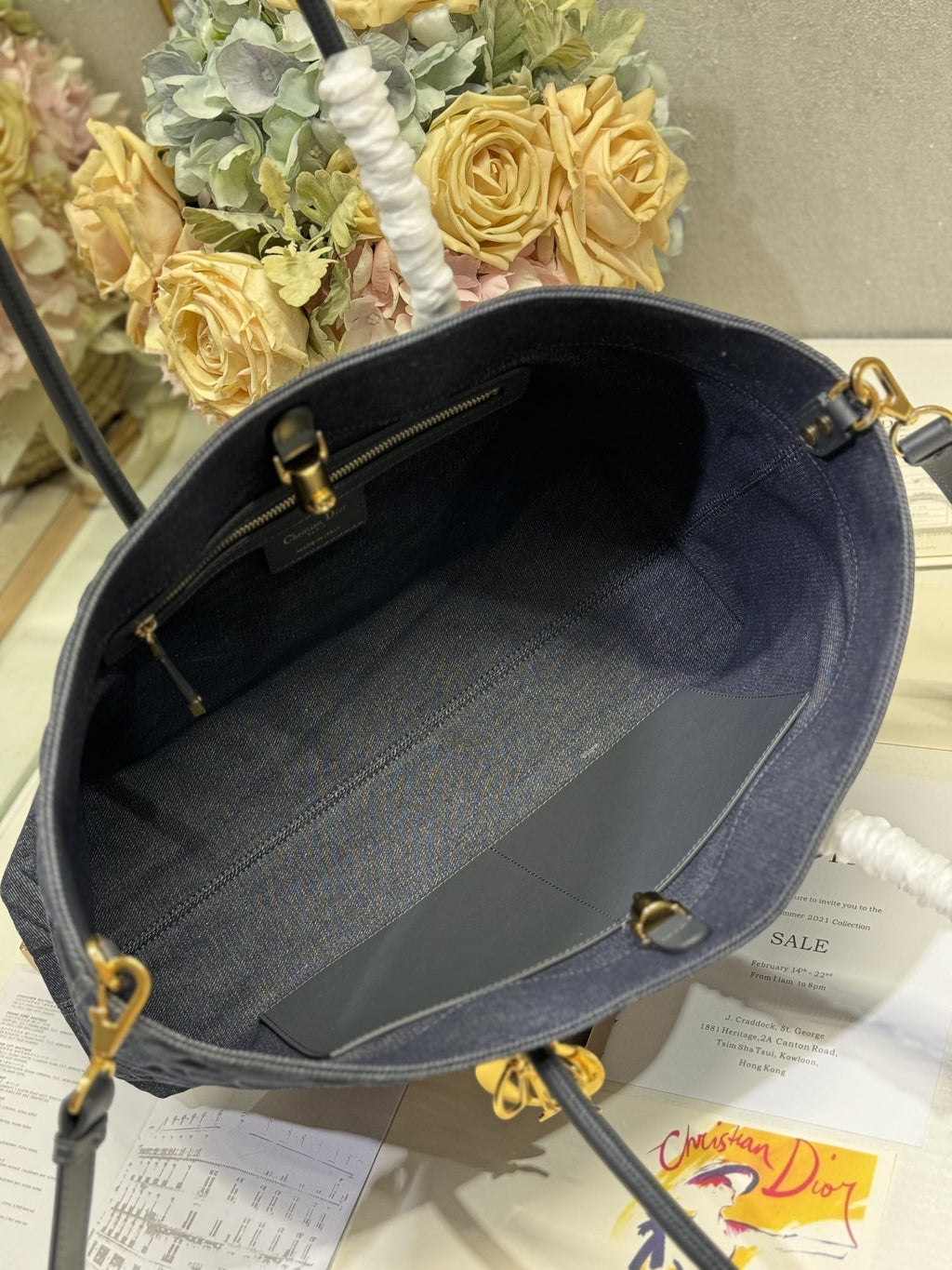 Dior Medium 37 Toujours Bag in Black Cannage Denim