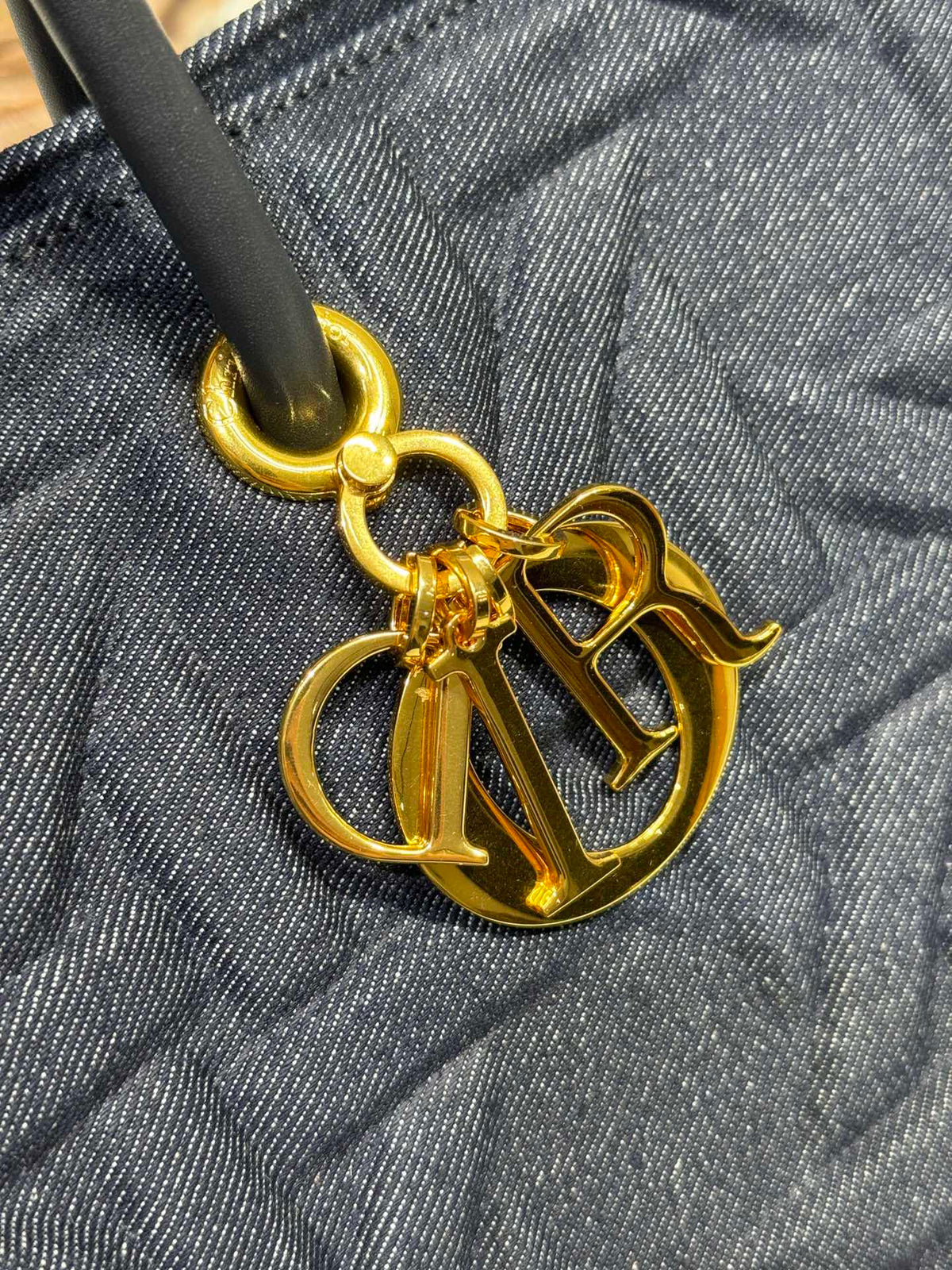 Dior Medium 37 Toujours Bag in Black Cannage Denim