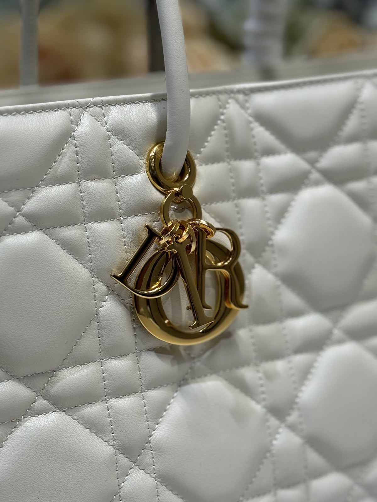 Dior Medium 37 Toujours Bag in White Macrocannage Lambskin