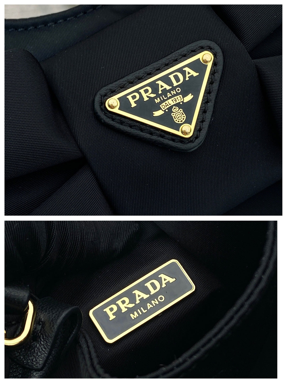 Prada Mini Bow Tote Bag 18 in Black Padded Nylon Fabric