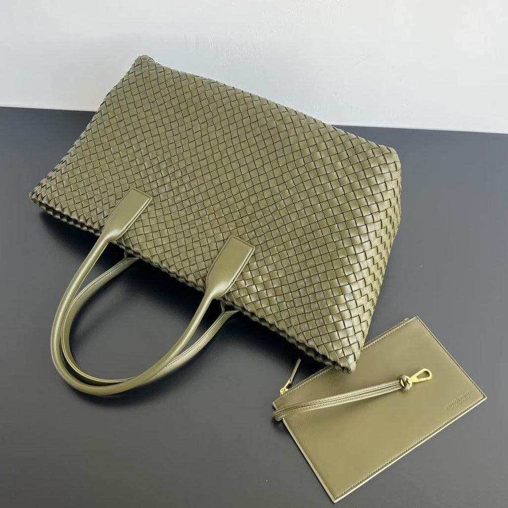 Bottega Veneta Large Cabat 51 in Army Green Lambskin Bag