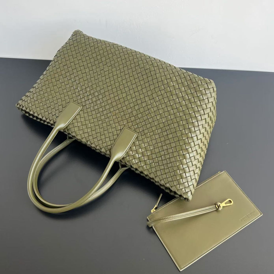 Bottega Veneta Large Cabat 51 in Army Green Lambskin Bag