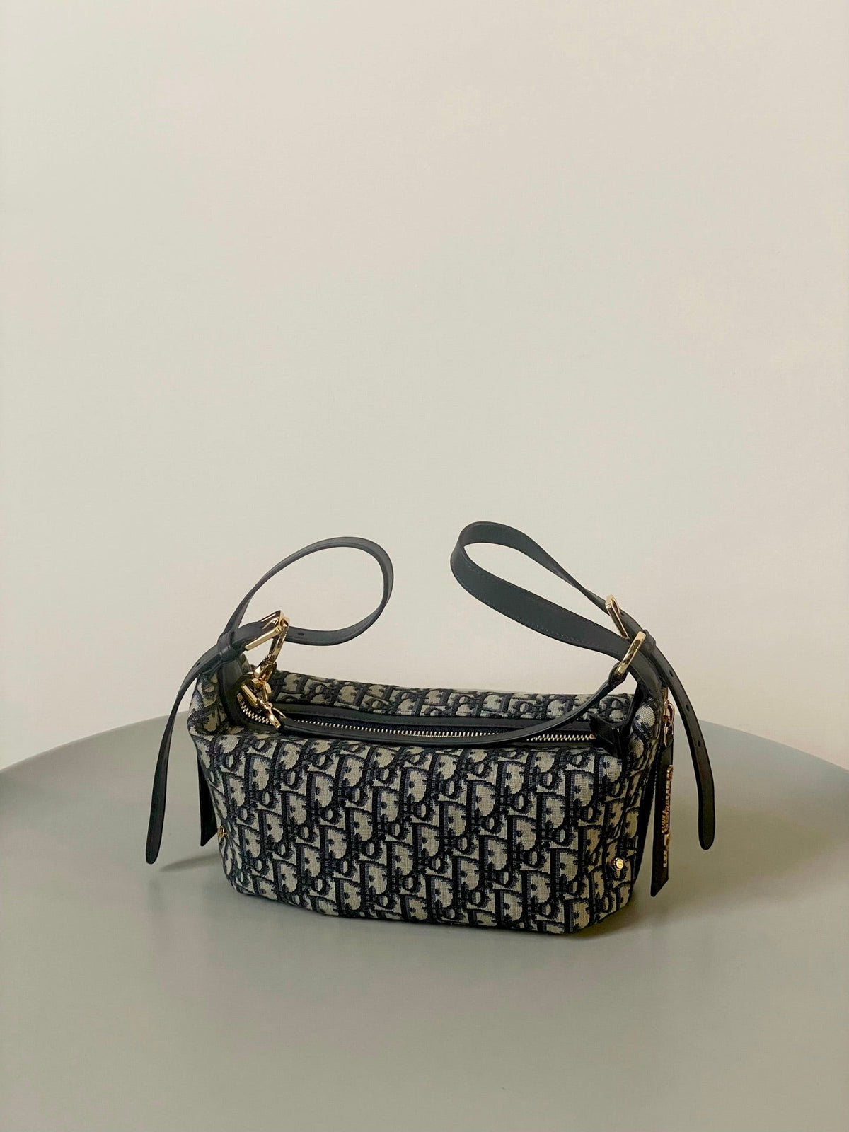 Dior Medium D-Journey Shoulder Bag 25 in Black Monogram Oblique Jacquard