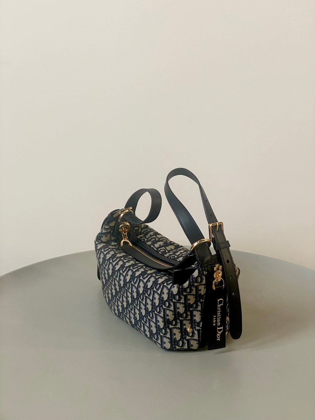 Dior Medium D-Journey Shoulder Bag 25 in Black Monogram Oblique Jacquard
