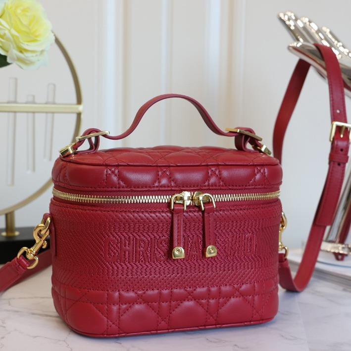 Dior Small Travel Vanity Red Lambskin Bag