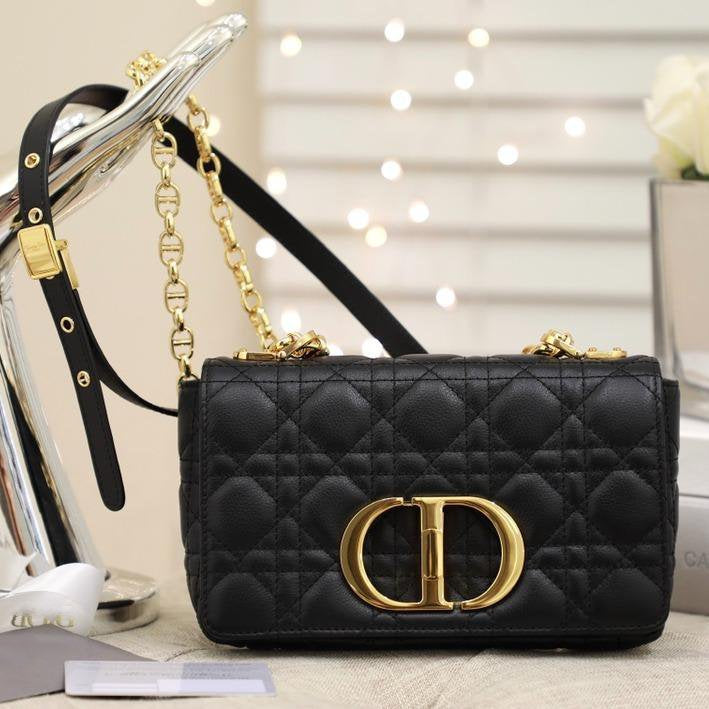 Dior Small Caro Bag Balck Supple Cannage Calfskin