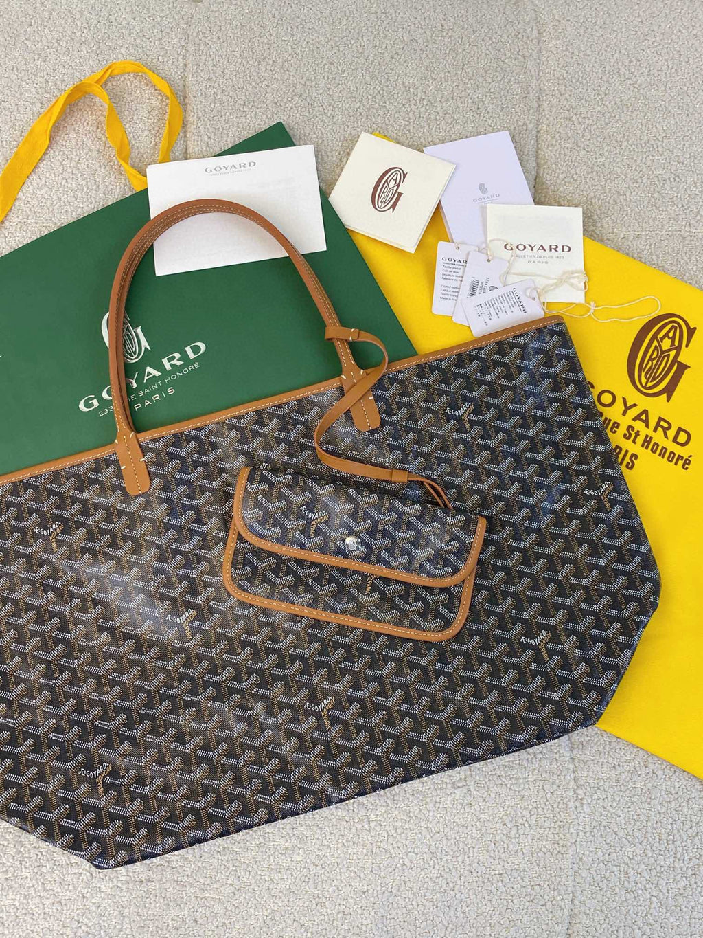 Goyard Saint Louis GM 40cm Black and Tan Canvas Bag