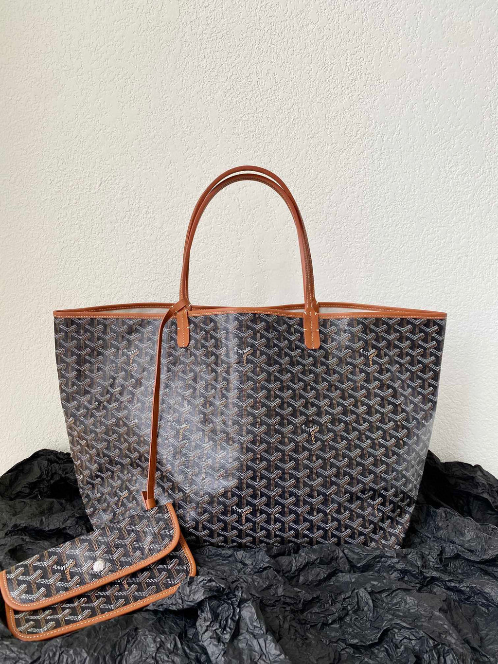 Goyard Saint Louis GM 40cm Black and Tan Canvas Bag