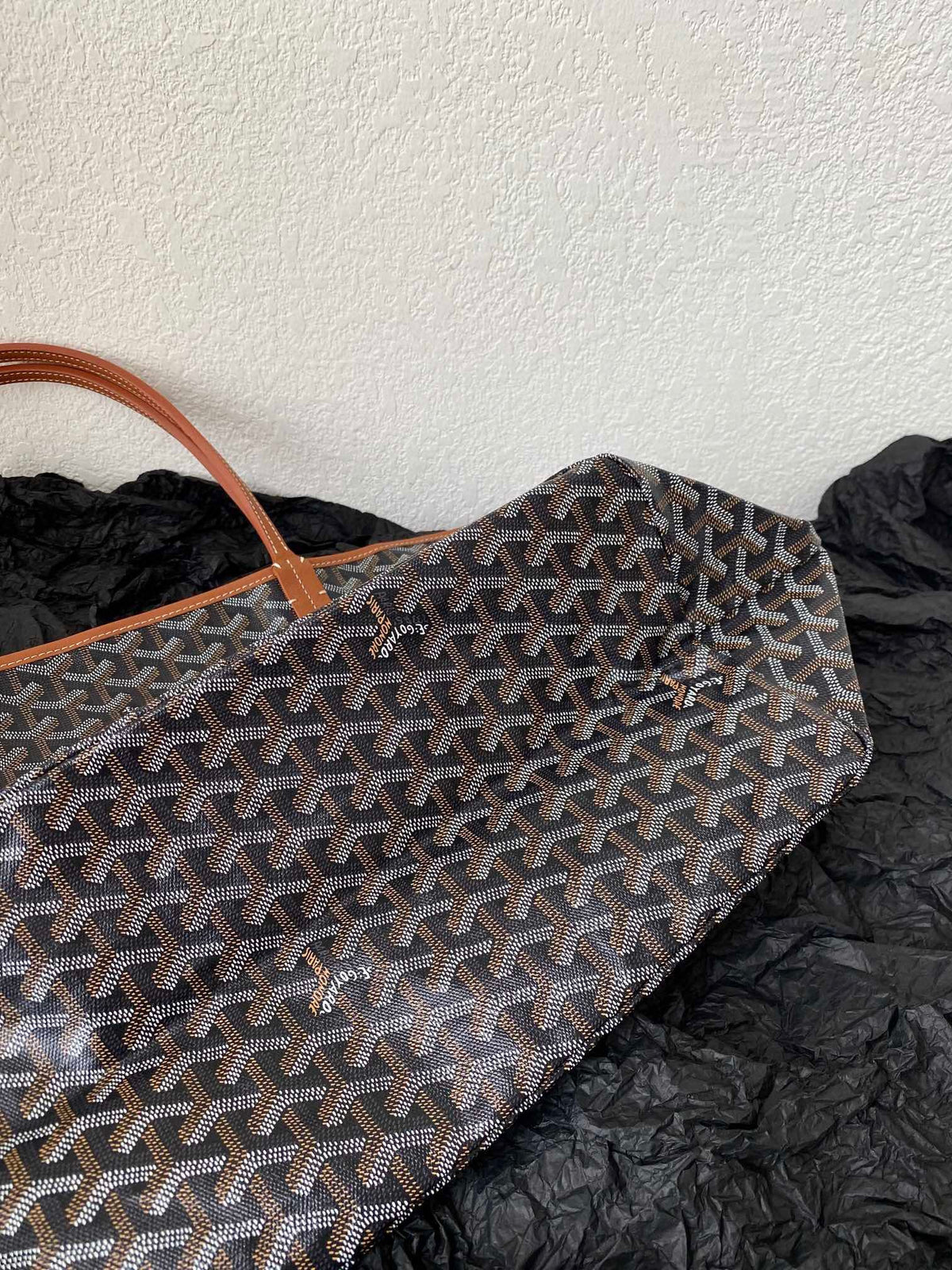 Goyard Saint Louis GM 40cm Black and Tan Canvas Bag