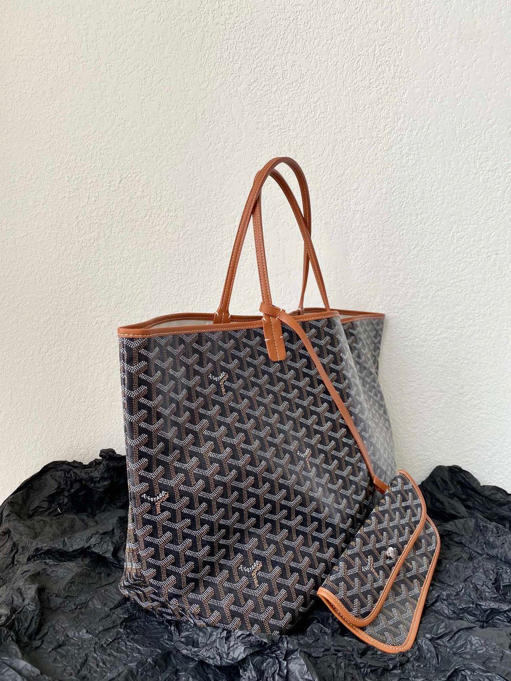 Goyard Saint Louis GM 40cm Black and Tan Canvas Bag