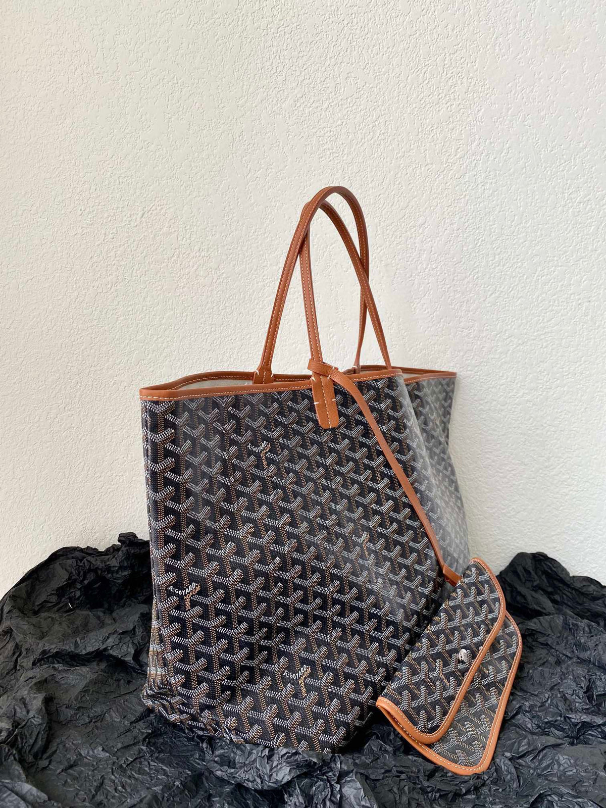 Goyard Saint Louis GM 40cm Black and Tan Canvas Bag