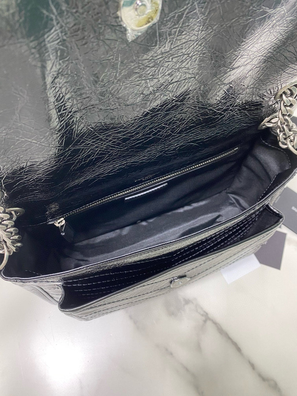 Saint Laurent Medium Niki 28 in Black Calfskin Chain Bag High-End
