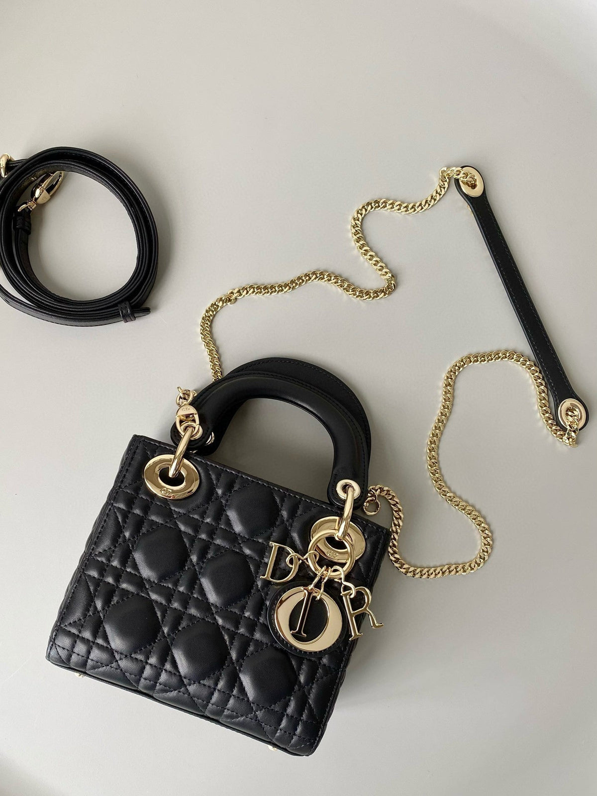 Dior Mini My Lady 17 Black Calfskin Gold Hardware Bag
