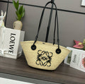 Loewe Anagram Basket Raffia Black Bag