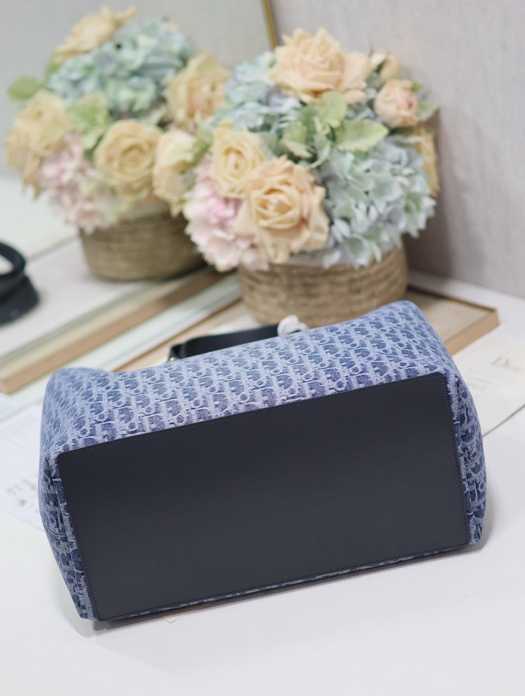 Dior Large Toujours 37 Blue Denim Oblique Jacquard Bag