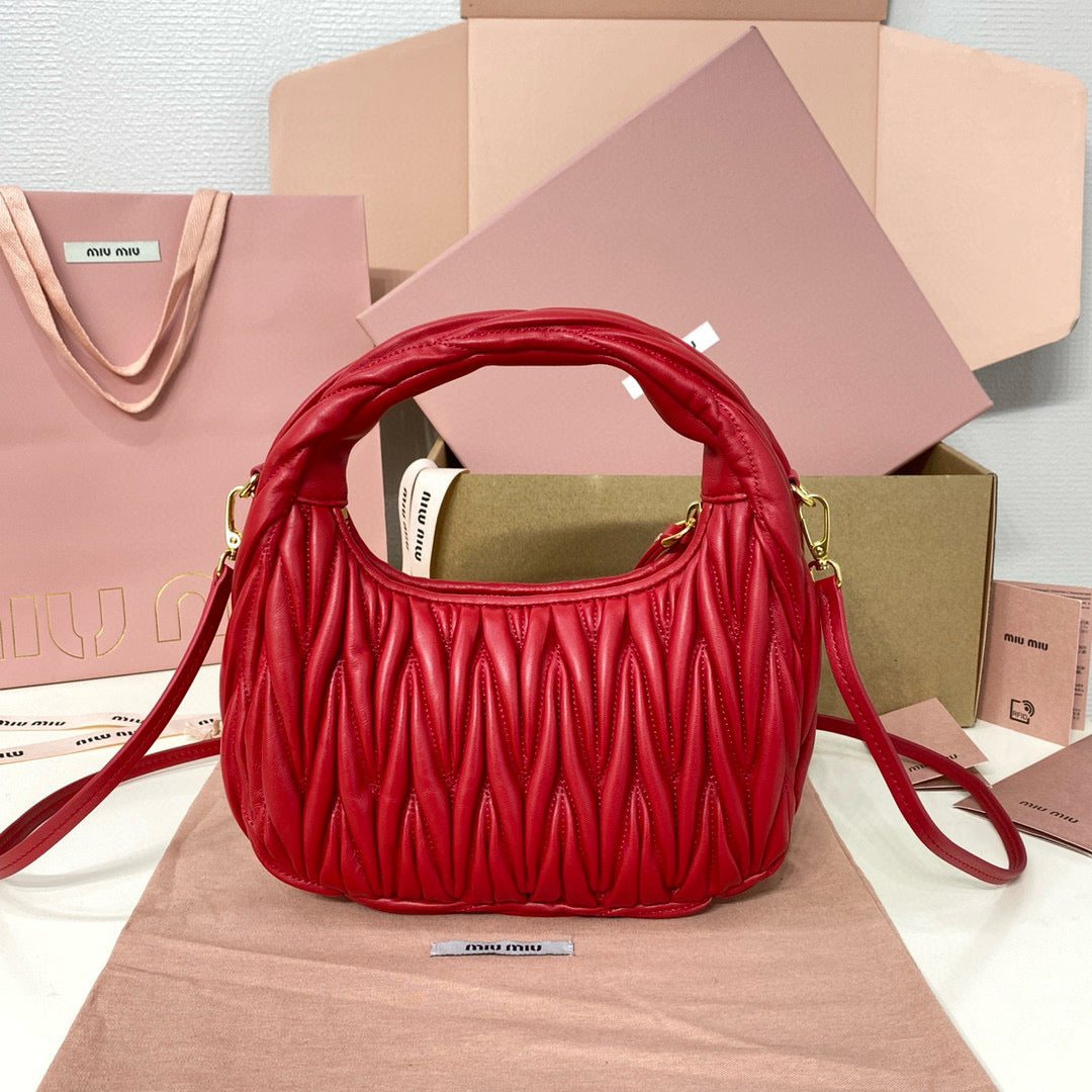 Wander Small Hobo Bag 20 in Red Calfskin