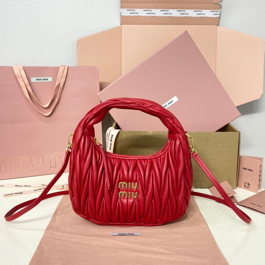 Wander Small Hobo Bag 20 in Red Calfskin