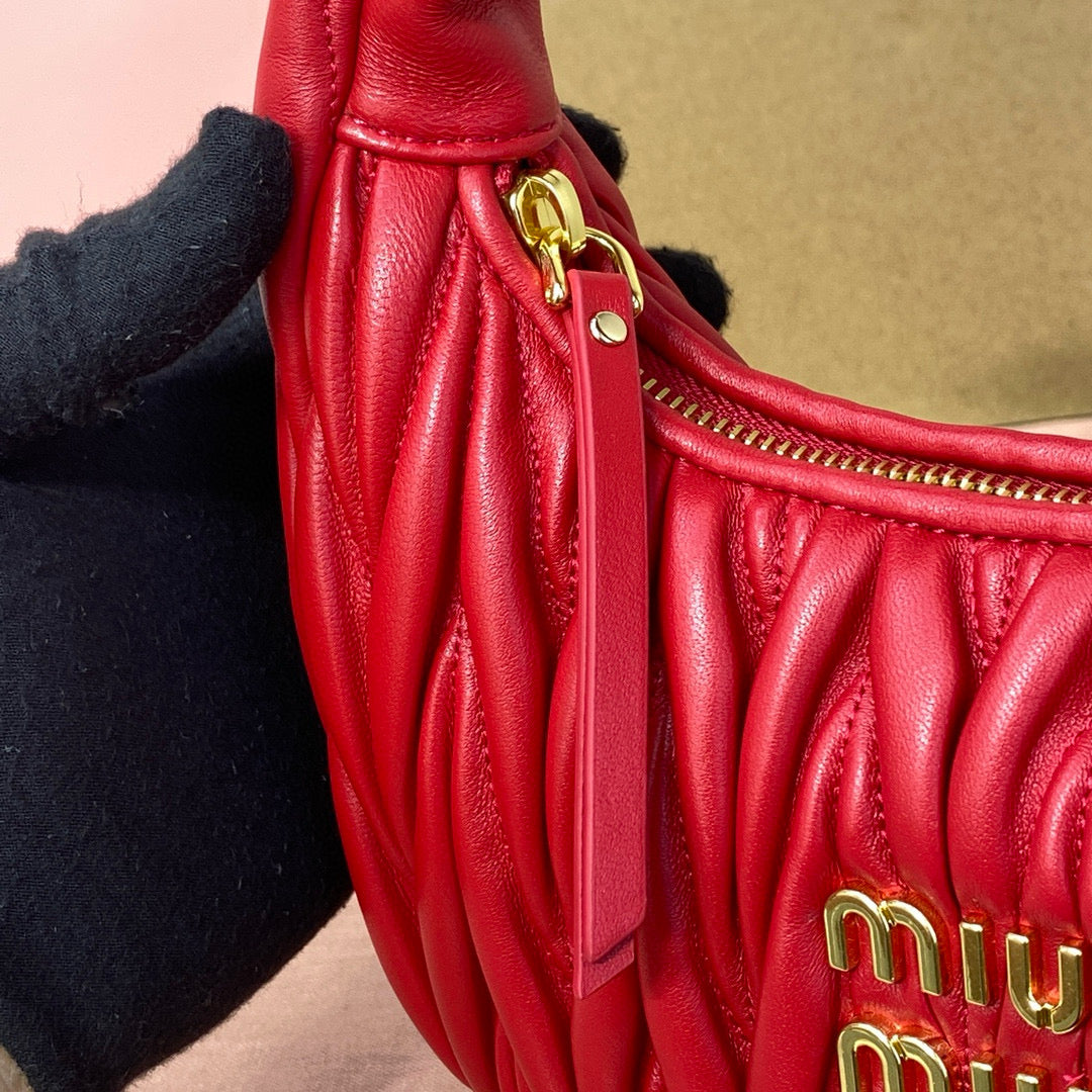 Wander Small Hobo Bag 20 in Red Calfskin