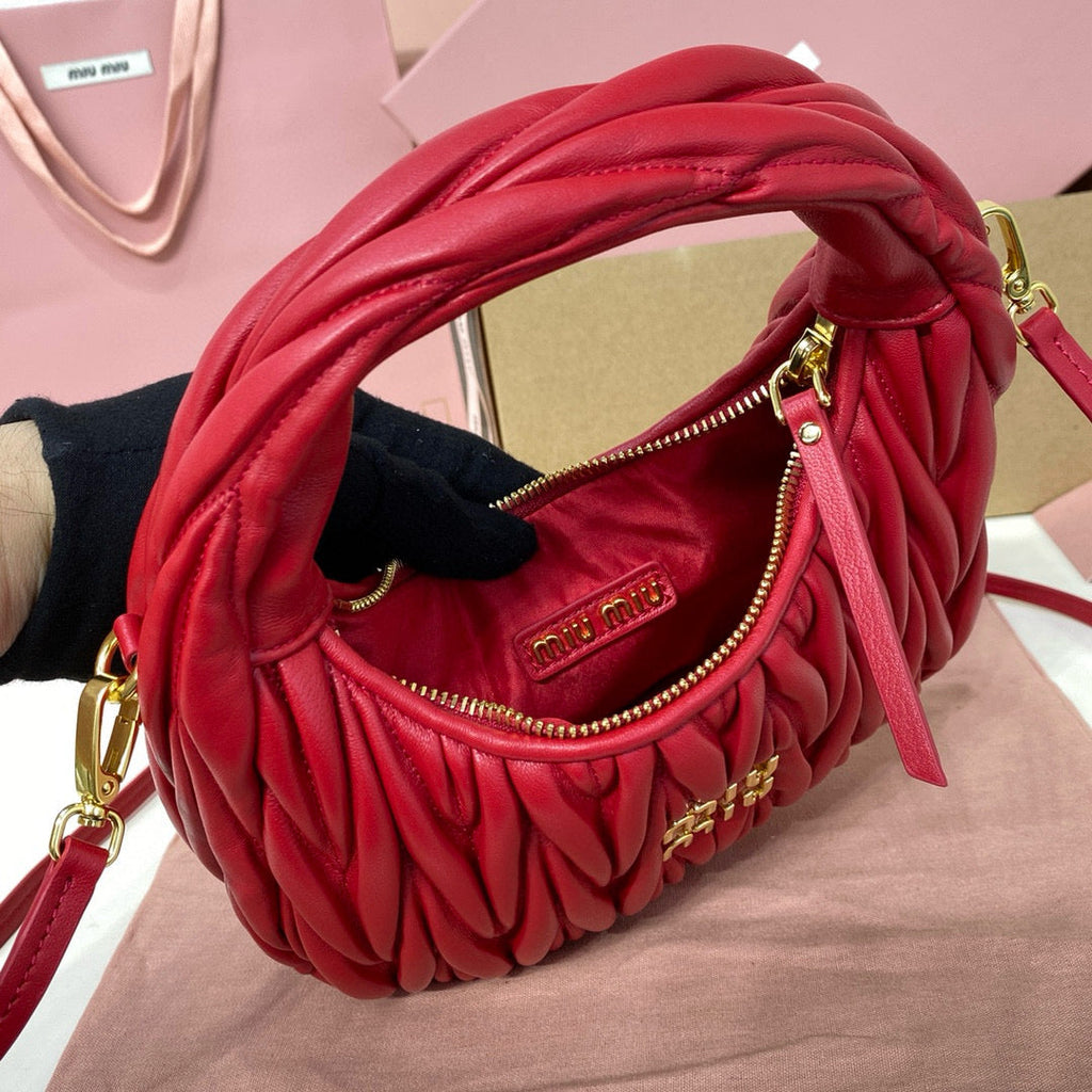 Wander Small Hobo Bag 20 in Red Calfskin