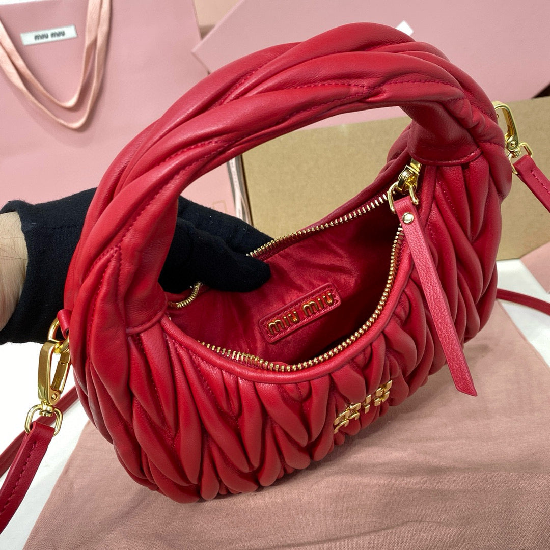 Wander Small Hobo Bag 20 in Red Calfskin