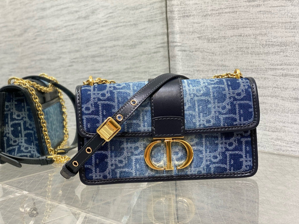 Dior Montaigne 21 Blue Jean Embroidery Bag
