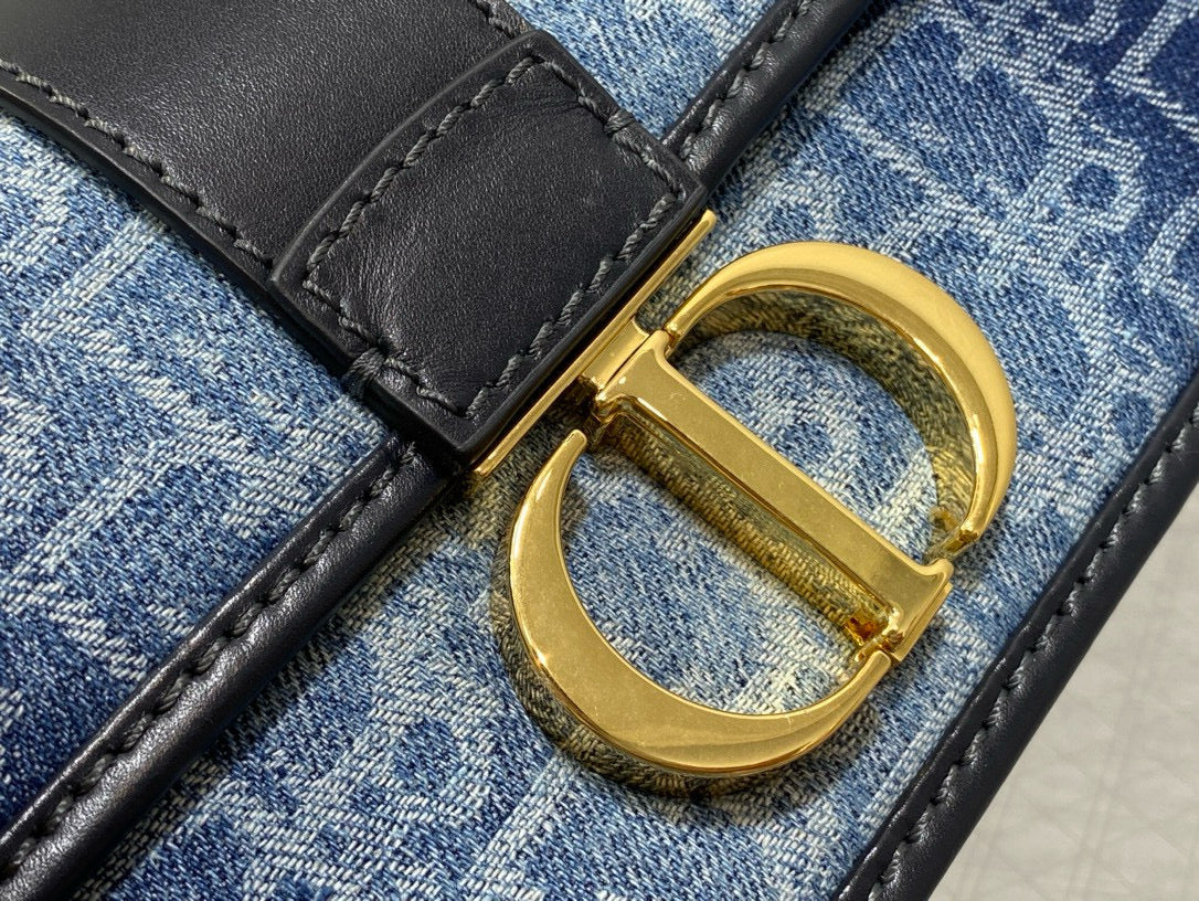 Dior Montaigne 21 Blue Jean Embroidery Bag