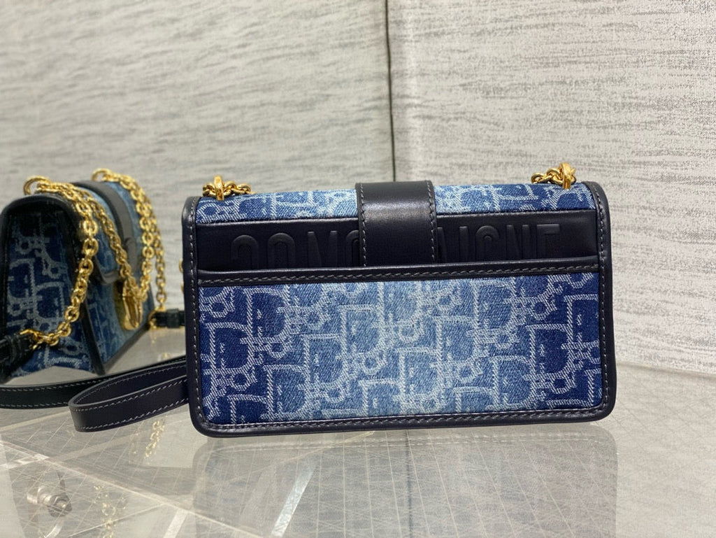Dior Montaigne 21 Blue Jean Embroidery Bag