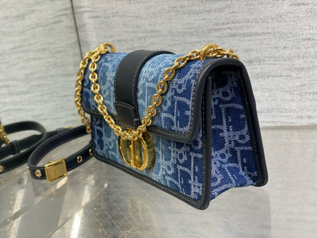 Dior Montaigne 21 Blue Jean Embroidery Bag