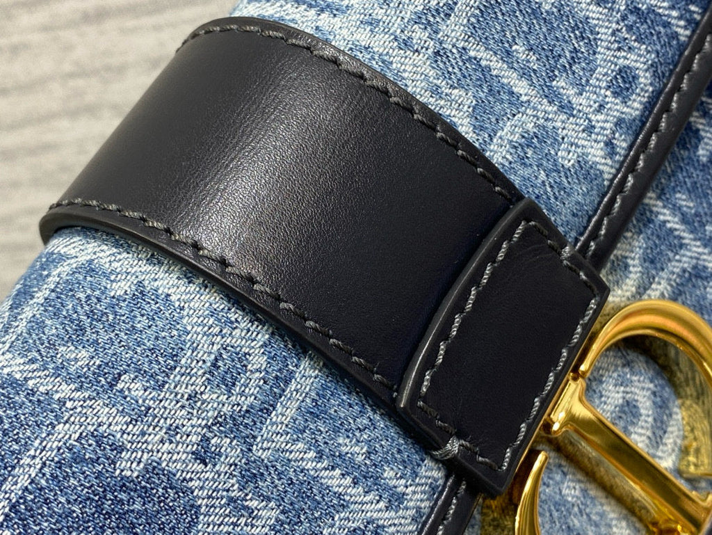 Dior Montaigne 21 Blue Jean Embroidery Bag