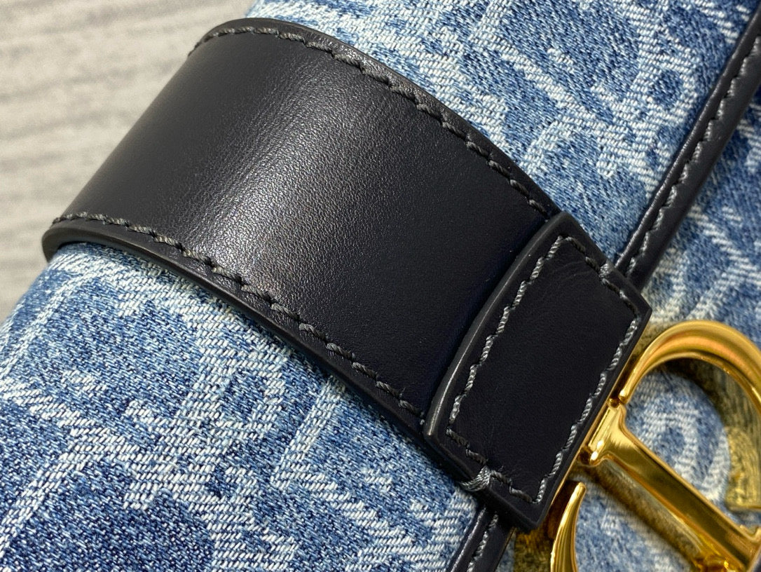 Dior Montaigne 21 Blue Jean Embroidery Bag